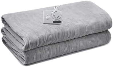 Electric Heated Blanket Twin Size, Flannel Warm Blanket with 10 Heat Settings, 10 Hours Auto Shut Off, Fast Heating Warming Blankets, Machine Washable, Grey, 62 * 84 Inchs