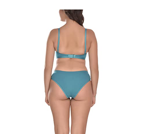 Image of Elina Women's Full Coverage Non Padded with Detachable Strap Cotton Hosiery Bra and Panty Set (Lovia Set)