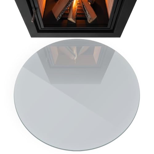 Placa para chimenea de vidrio templado 80 cm redonda gris duradera 4