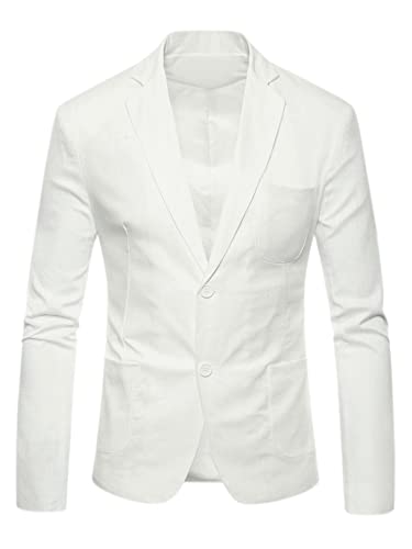 Lars Amadeus Men's Blazer Solid Slim Fit Single Breasted Lightweight Linen Sports Coat Blazer Jacket