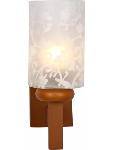 Image of Somil Brown Dandi Style Wall Lamp with Hand- Decorated Glass Shade, Ideal for Indoor Lighting Decoration, Pack of 2, 16 X 25 X 28.5 CM