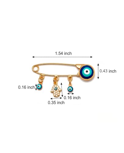 Image of Turkey Evil Eye Rhinestone Charm Blue Lucky Eyeball Hands Brooch Pins Jewelry for Good Luck