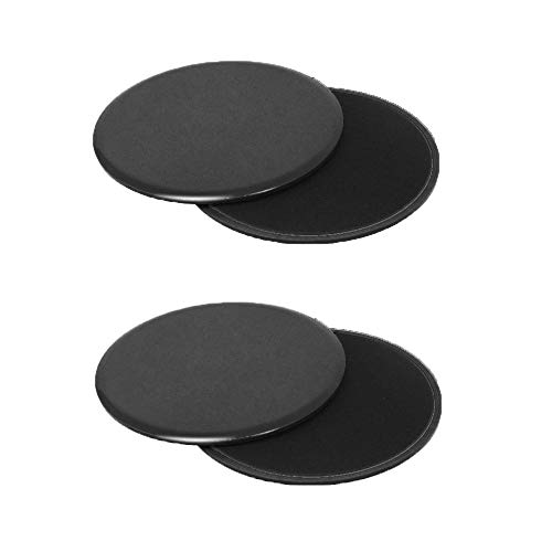 Exercise Core Sliders, 4 Pcs Dual Sided Gliding Discs Use on Carpet or Hardwood Floor, Fitness Slides for Gym, Home, Outdoor Training Abdominal Workout, Black