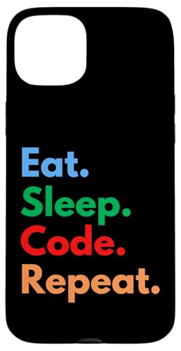 �R�[�_�[�A�n�b�J�[�A�\�t�g�E�F�A���D�Ƃ̂��߂�Eat Sleep Code Repeat �X�}�z�P�[�X iPhone 15 Plus �p