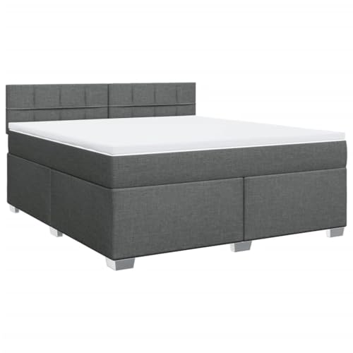 vidaXL Boxspringbett, Doppelbett mit LED Matratze Matratzenauflage, Bettgestell mit Lattenrost Kopfteil, Polsterbett Bett für Schlafzimmer, Dunkelgrau 180x200cm Stoff vidaXL Boxspringbett, Doppelbett mit LED Matratze Matratzenauflage, Bettgestell mit Lattenrost Kopfteil, Polsterbett Bett für Schlafzimmer, Dunkelgrau 180x200cm Stoff