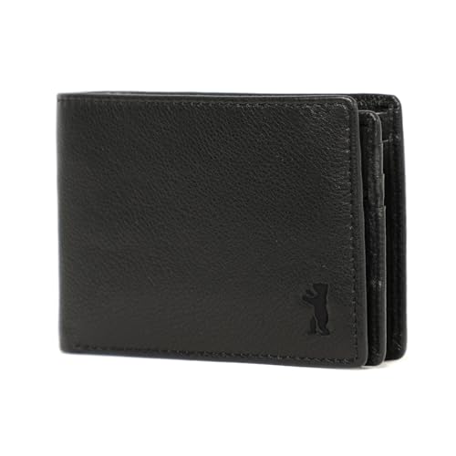 Berliner Bags Kees – Portefeuille Compact en Cuir Véritable pour Billets 10 et 20 €, avec Protection RFID et Porte-Monnaie, pour Homme – Noir