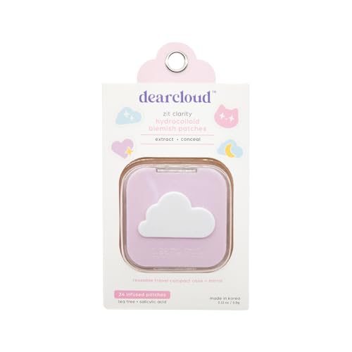 dearcloud Hydrocolloid Blemish Patches, Pimple Patches for Face, Acne Spot Treatment With Niacinamide & Salicylic Acid - Zit Clarity (24 Count + Compact Case)