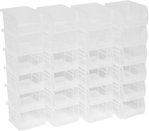 Akro-Mils 30210 AkroBins plastikowy wiszący organizer do przechowywania jeden na drugim, 5 cali x 10 cm x 3 cale, przezroczysty, 24-pak