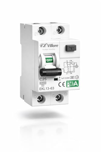 Interruptor diferencial superinmunizado Clase A SI, con protección sobrecorriente y fugas (25A, 2P, 30mA)
