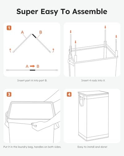 SOLEDI Laundry Hamper with Lid 100L Large & Tall Collapsible Laundry Basket, Clothes Hamper with Bag Removable Easy to Carry, Dirty Hampers for Bedroom, Bathroom, Dorm, College, Cement
