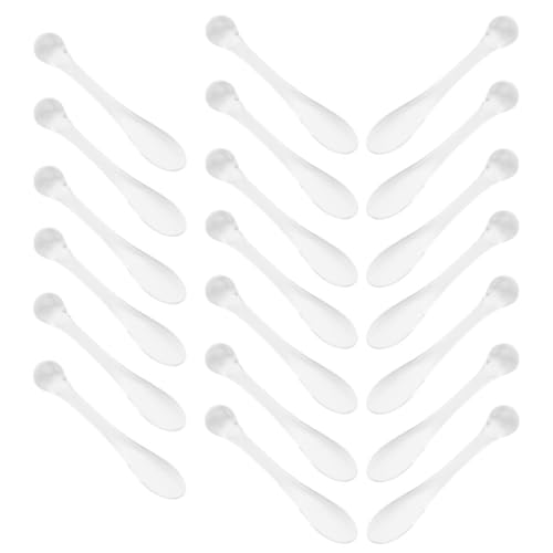 FOMIYES Lot de 20 Cuillères à Crème Visage en Alliage de Zinc Bâtons de Massage des Yeux Outils Cosmétiques Transparents pour Soin Contour des Yeux et Application Masque Facial
