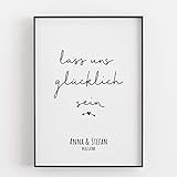 hochzeitsbilder regen  Geschenk zum Jahrestag Hochzeitstag Hochzeitsgeschenk Brautpaar Gastgeschenk Hochzeit Kunstdruck personalisiert für ihn sie Mann Frau lass uns glücklich sein - ungerahmt