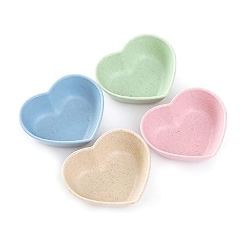 10pcs Assorted Color Plastic Mini Heart-shaped Sauce Dishes Dipping Bowls Soy Sauce Dishes Appetizer Serving Tray for Home Kitchen Restaurant Cover