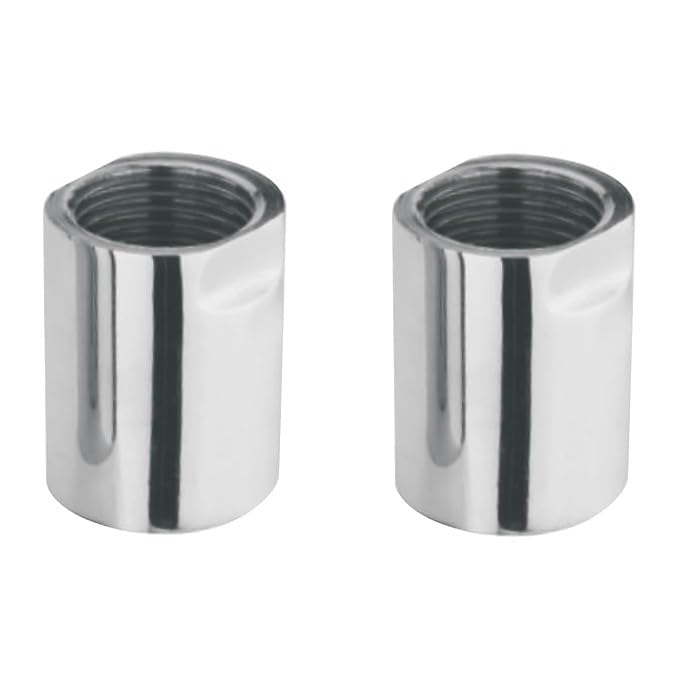 LIPKA Pack of 2 Full Brass 1.25 Inch Socket Connector for Pipe Fittings (Chrome Finish)