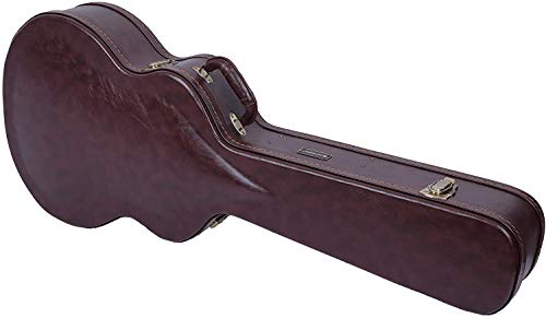 Image of Crossrock Case - Hard-Shell Wooden Guitar Case - Fits OM /Martin 000-14 Fret Acoustic Guitars - Stainless Steel Latches, Sponge Lining, Metal Feet, Storage Space - Brown