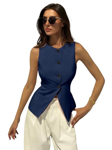 Image of Aahwan Brown Solid Modern Sleeveless Fitted Waist Slim Round Neck Blazer& Top for Women's & Girl's