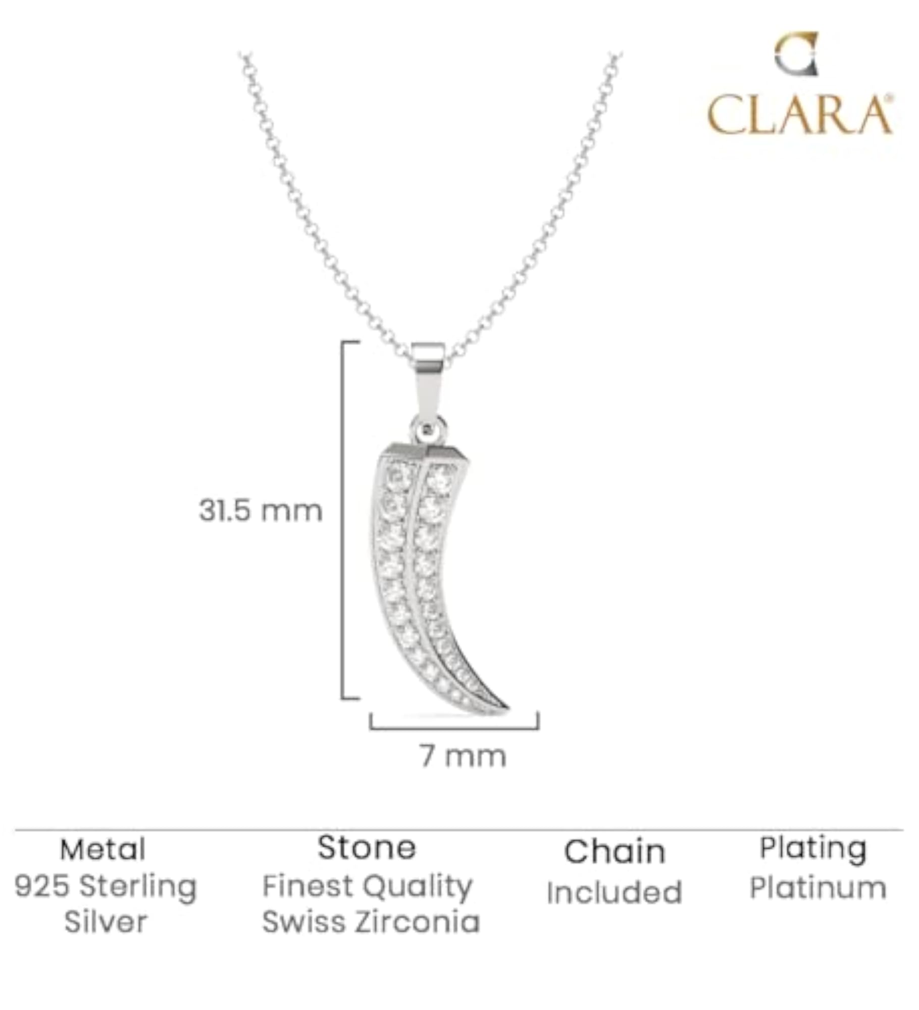 Men's Platinum Plated 925 Sterling Silver Katar Pendant Necklace