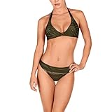  DOLORES CORTES Bikini Troquelado de Cuello Halter 2667-3 B - Kaki, 44/M
