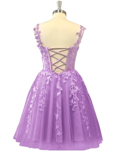 Lace Applique Tulle Homecoming Dresses for Teens 2025 Spaghetti Straps Short Prom Dress for Party2