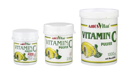 AMOSVITAL Vitamin C Pulver 100g 100% reine Ascorbinsäure für den täglichen Gebrauch in der Dose