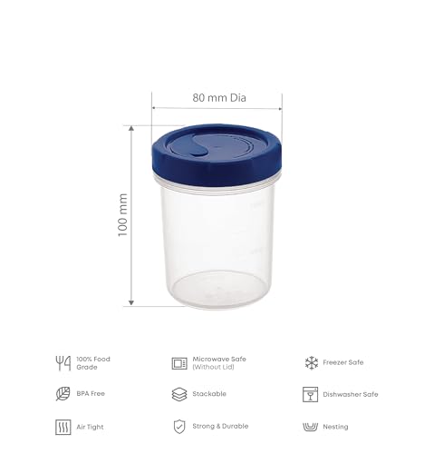 Image of All Time Twister Airtight Food Storage Container Set of 2 | 300ml Each | BPA Free Leakproof Round Plastic Kitchen Containers with Locking Lid | Food Grade Storage Boxes - Transparent
