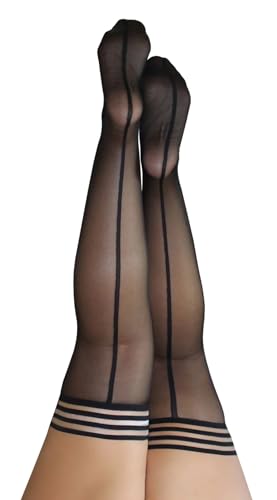 Kix`ies Lois Thigh High with Black Seam Black A