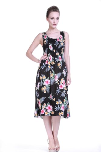 Image of Family Matching Hawaiian Clothes, Hibiscus Black | Black Hibiscus Print • Soft Rayon Fabric • Family Matching Outfits • Vacation Ready • Luau Party Wear