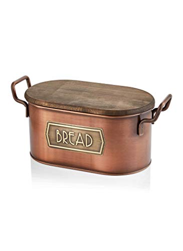 The Mia Copper Finish Bread Bin - 17 cm Height x 20 cm Width x 17 cm Depth for Rustic Charm