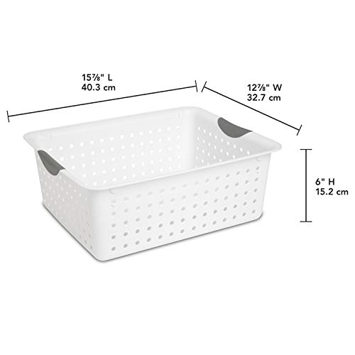 Sterilite 16268006 Large Ultra Basket, White Basket W/ Titanium Inserts, 6-Pack #TOP1