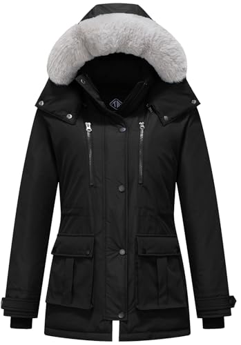 Women's Quilted Winter Coat Warm Puffer Jacket Thicken Parka with Removable Hood