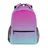 GAIGEO Girly Purple and Blue Ombre Backpack School, Sturdy 15L Girls Backpack, Name Tag Multi Pocket, Ergonomic Comfort, S