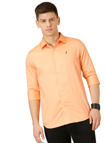 Image of Thomas Scott Men's | Solid | Full Sleeve | Slim Fit | Cotton Blend | Spread Collar | Casual Shirt