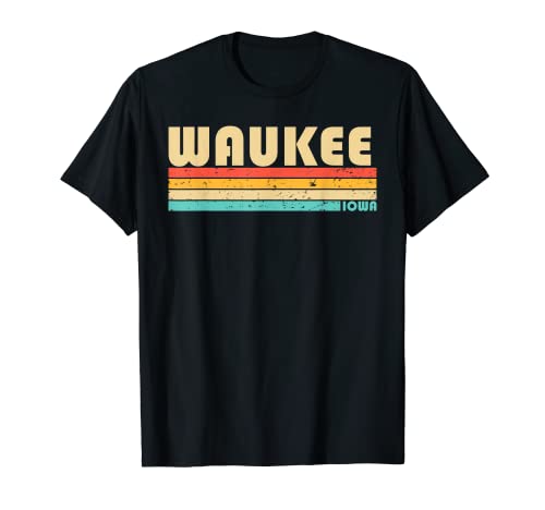 WAUKEE IA IOWA Funny City Home Roots Retro anni '70 anni '80 Maglietta