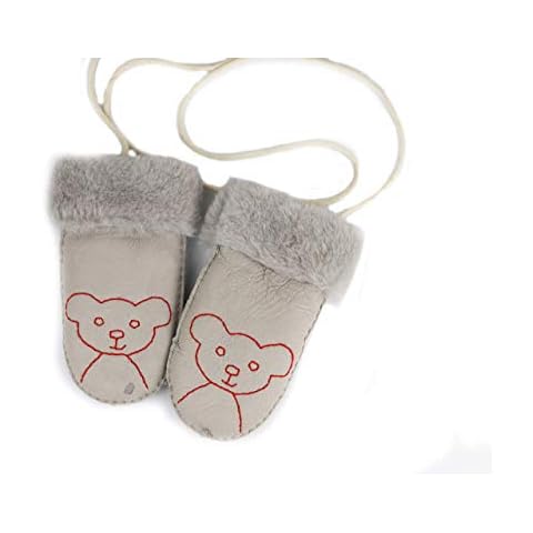 Woolous Kids Mittens Winter Gloves - Sheepskin Shearling Leather Gloves with Cashmere Lined and Cuffs - Toddler Snow Gloves - Kids Waterproof Mittens Cover