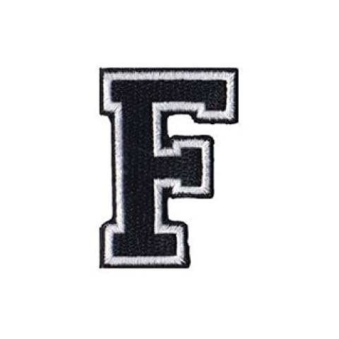 IronPatch Alphabet Letter Patches A to Z Iron On Sew On Applique Embroidered DIY Varsity Lettering for Names ABCDEFGHIJKLMNOPQRSTUVWXYZ F black Cover