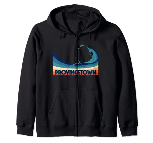 Provincetown Massachusetts Retro Surf, Sailing & Fishing Zip Hoodie