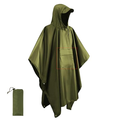 CMZYBBD Chubasqueros Poncho Impermeable para Adultos, Capa De Lluvia Reutilizable para Acampar Al Aire Libre, Andar En Bicicleta, Viajar, 3 En 1, Multifuncional, Ligero-Tres En Uno Verde
