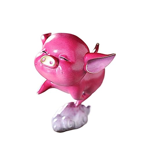 Sculpture cochon volant en cuivre : œuvre d'art faite à la main pour décoration d'entrée et salon