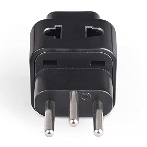 Image of OREI India to Switzerland, Rwanda, Liechtenstein (Type J) Travel Adapter Plug - 2 in 1 - CE Certified - RoHS Compliant - 2 Pack - Black Color (P21-11A-2PK)