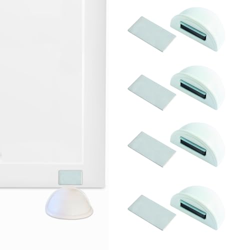 Topes para puertas suelo iman adhesivo - Sujeta puertas suelo blanco 5 unds - Retenedor puerta magnético