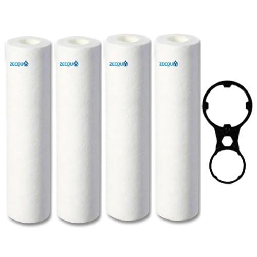 Zecqua 10 Inch High Density Spun Pre-Filter (5 Micron PP Spun) Cartridge Compatible for 10 Inch Pre-Filter Housing of All Water Purifier | Pack of 4 Spun and Key Opener-image-6