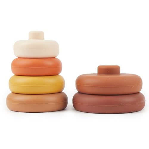 Bieco Silikon Baby Stapelturm Chocolate Bliss ab 1 Jahr | Stapelbecher bpafrei | Spielzeug