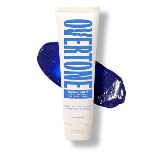 Overtone Daily Color Depositing Conditioner for Hair, Cosmic Cobalt:Temporary Pigment with Shea, Coconut & Avocado Oils, Hydrating, Vegan & Cruelty-Free, All Hair Types, 4.5oz.