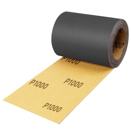 Shineboc 1000 Grit Sandpaper Roll, 93mm x 10m Wet Dry Silicon Carbide Longboard Sand Paper for Automotive Metal Wood Sanding&Polishing