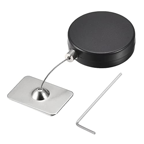MECCANIXITY Retractable Cable Lock with Double-Sided Adhesive, Remote Control Lock Anti-Lost Rope Hardware Cable Lock 200g Tensile Force Black Pack of 2