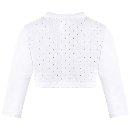 Lilax Baby Girls' Knit Long Sleeve One Button Closure Bolero Shrug 3-6 Months White #TOP1