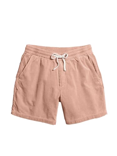 JEMLDL Men Shorts Corduroy Lounge Elastic Waist Drawstring Lightweight 5 inch Inseam Summer Beach Shorts US 36 Large Flamingo