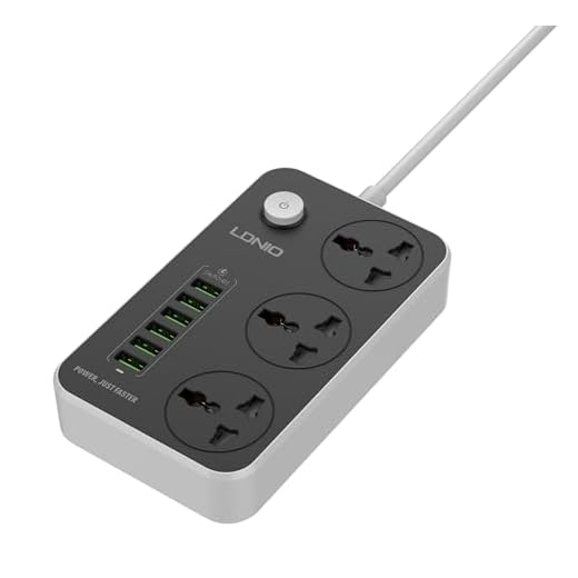 TECLUSIVE LDNIO Smart 10A Power Strip with USB 3 Power Sockets Extension with 6 USB Ports and 5 ft Power Cord