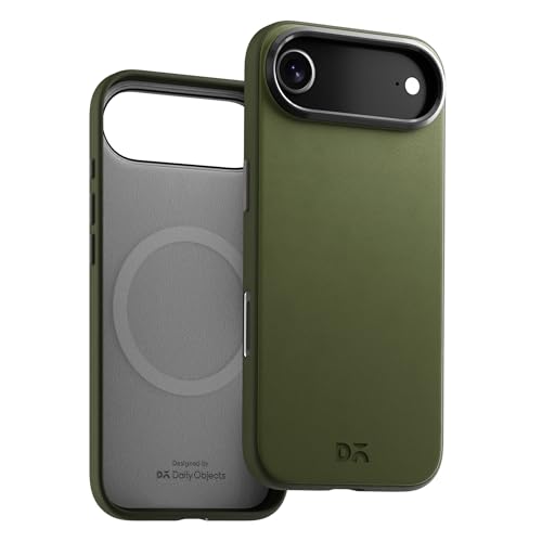 Image of DailyObjects Leatherite Case for iPhone Air Compatible with MagSafe Wireless Charging | Olive-Green Hybrid Magnetic Back Cover