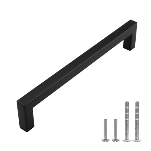 Modket Tirón de mango negro mate — Centros de agujeros de 160 mm, longitud total de 6-7/8 pulgadas, paquete de 20 modernos gabinetes de cocina puerta cajón hardware/aparador